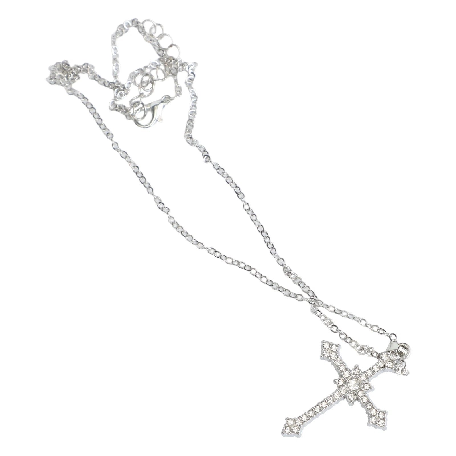 Star Cross Necklace with Zircon and Flash Diamond in Titanium Steel
