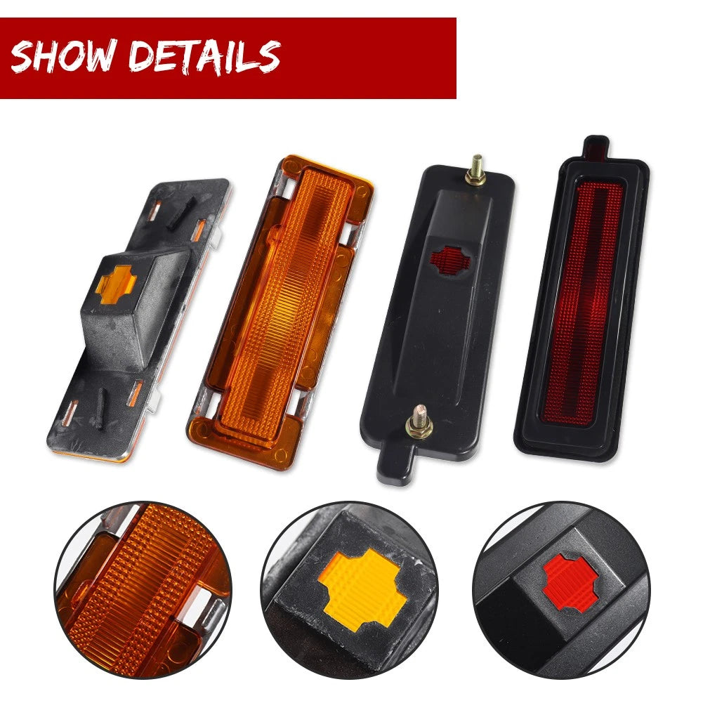 Amber & Red Side Marker Lens Lights for Pontiac Trans Am Firebird (1982–1992)
