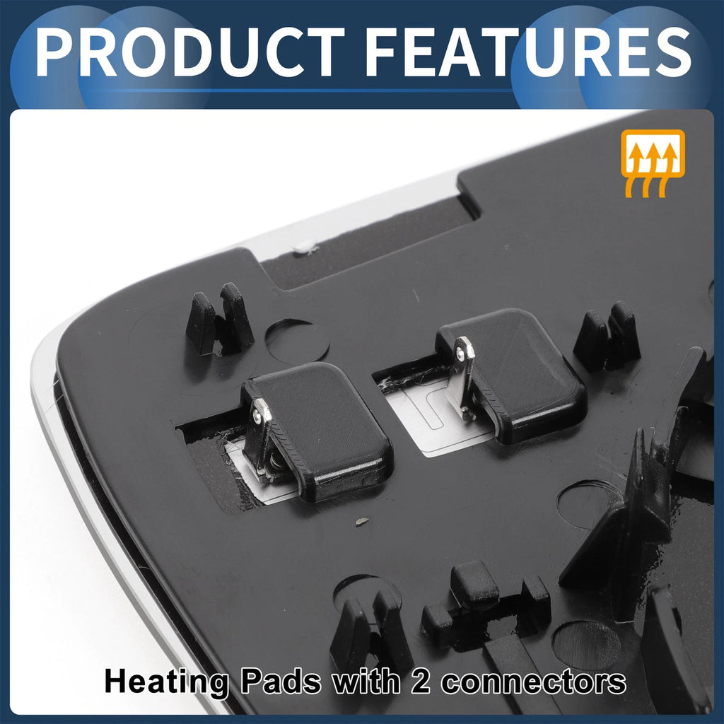 Left Side Heated White Mirror Glass for Volkswagen Touareg (2007–2010)