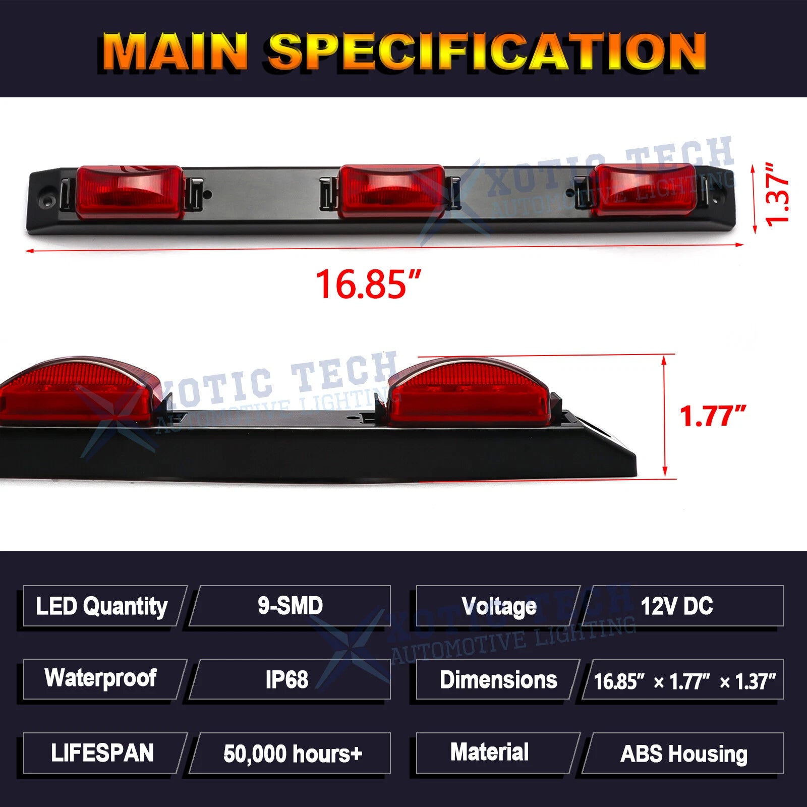 Red LED Truck Bed Tail Light for Ford F-150 (2015-2020)