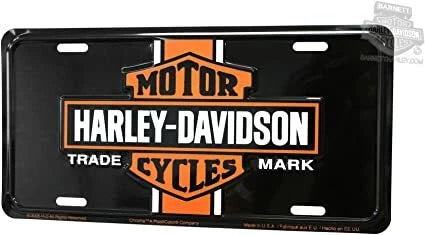 License Plate Tag for Harley Davidson (Vintage Orange Logo)