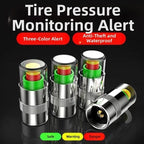 Set of 4 Tire Valve Stem Covers for Universal Fit (24 BAR Pressure Indicator)
