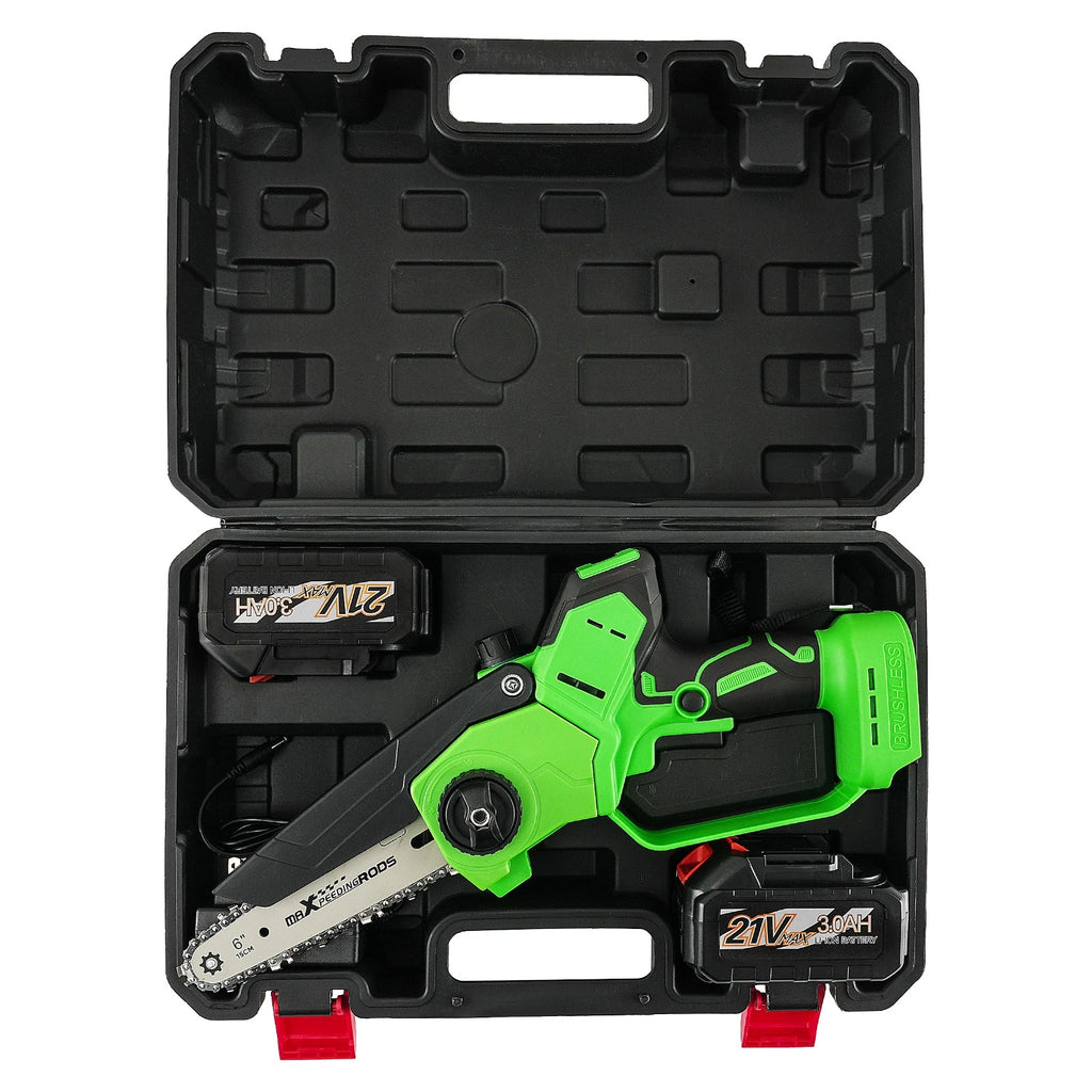1200W Brushless Mini Chainsaw for Cordless 6" 8" Bar (Auto-Oil, 2 Batteries)
