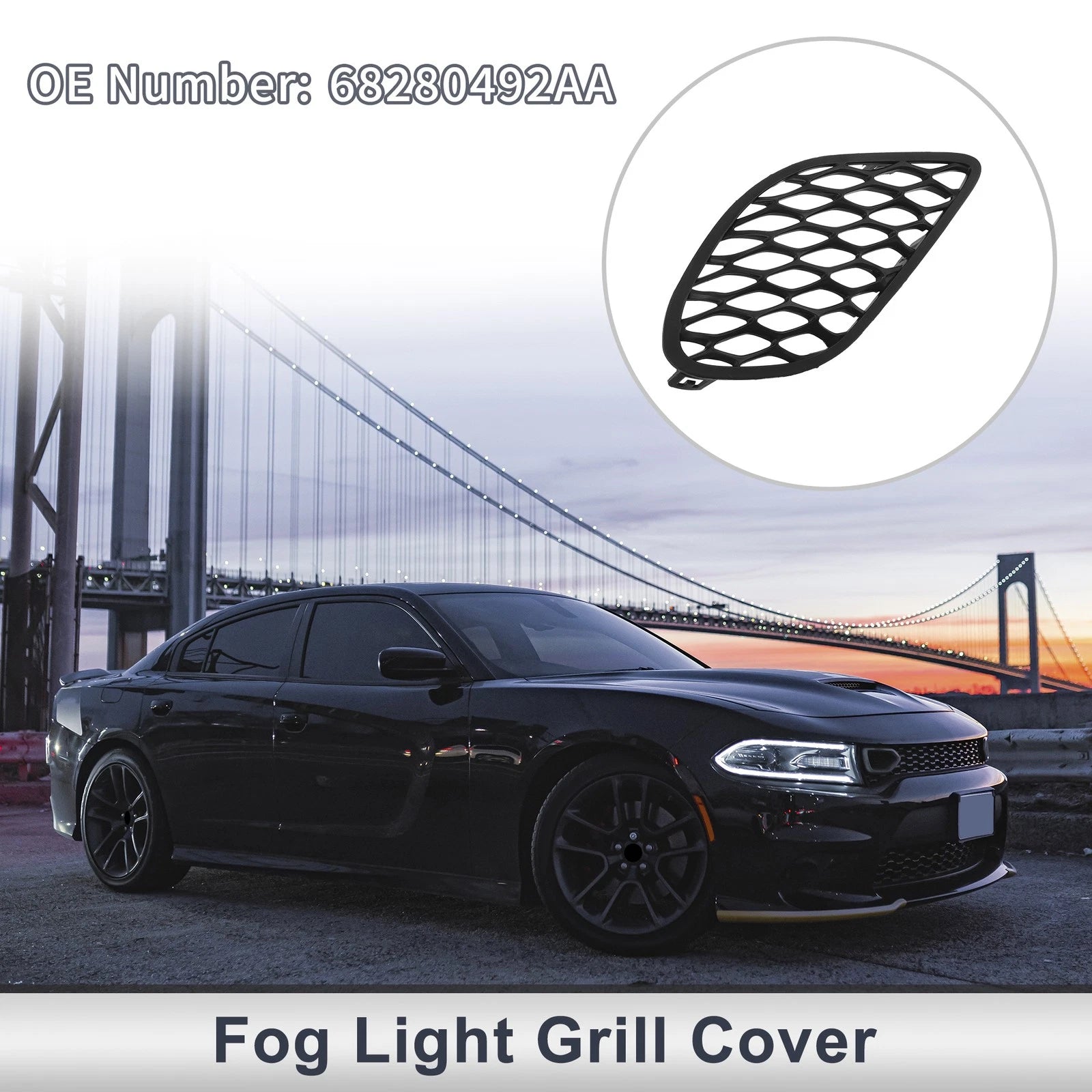 1 Pc Fog Light Grill for Dodge Charger (2015–2022) No. 68280492AA