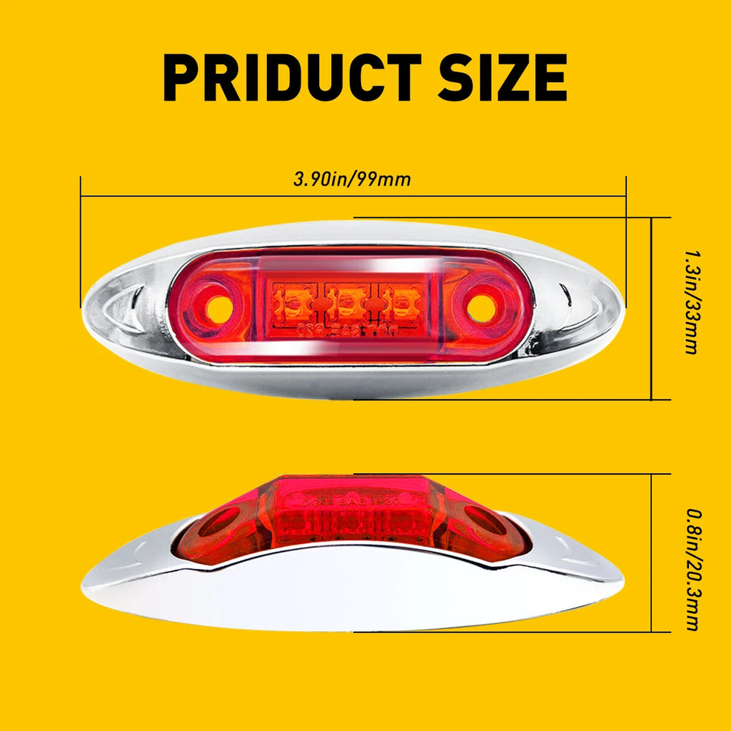 10X Red Amber Side Marker Lights for Truck Trailer