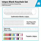 120PCS Keychains Sublimation Blanks with Tassels for Customization