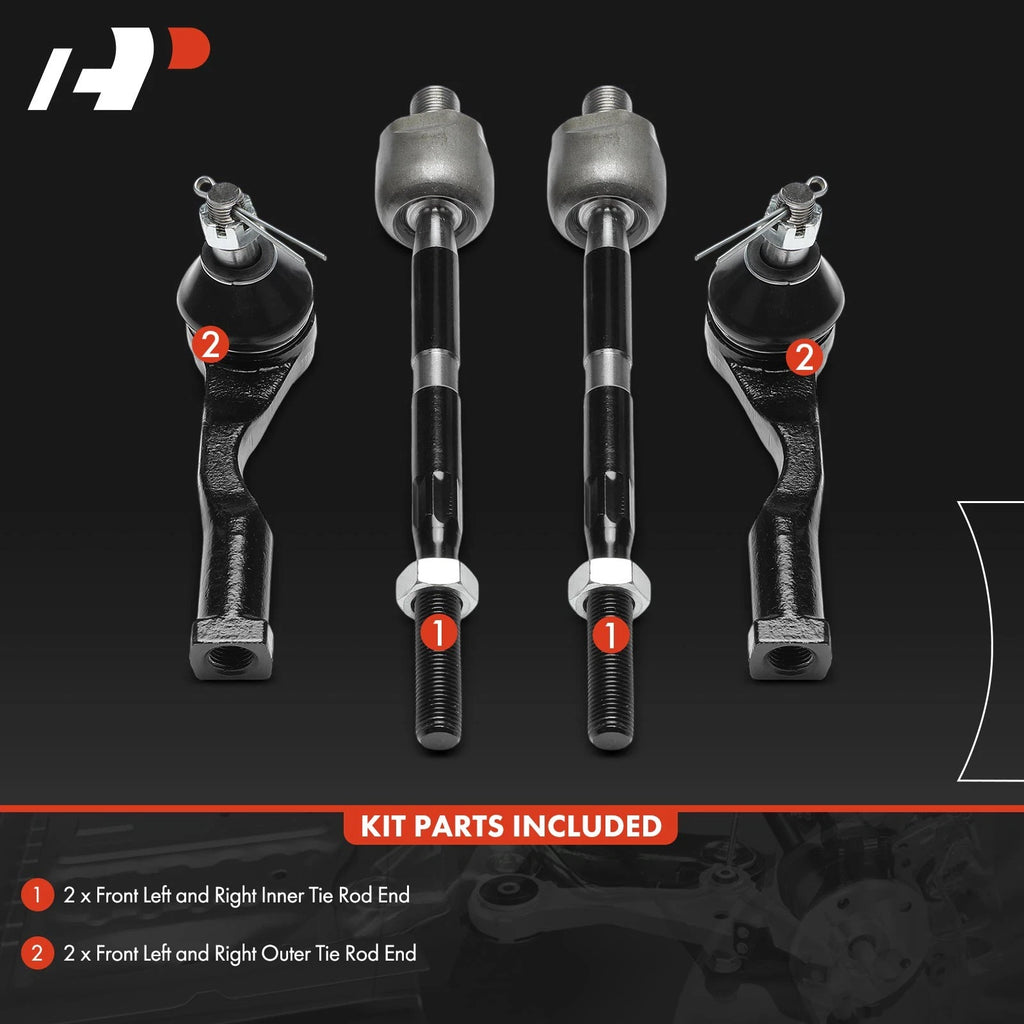 Set of 4 Tie Rod Ends for Kia Sedona (2002–2005)