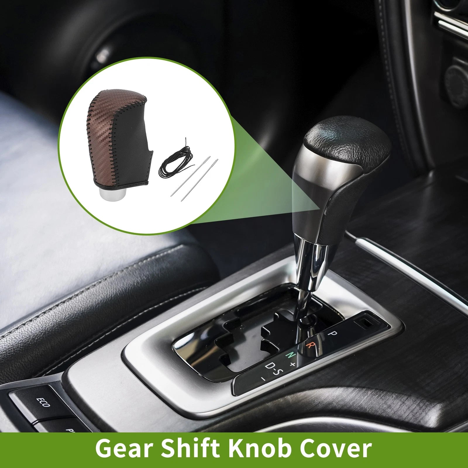 1 Pc Gear Shift Knob Cover for Mazda 3 (2014–2018) Brown Carbon Fiber