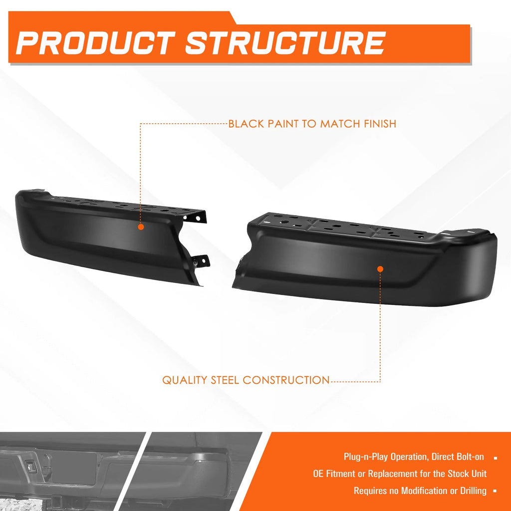 Rear Bumper End Cap for Ford F-150 (2021–2024) Primed Black Steel w/o Sensor Holes