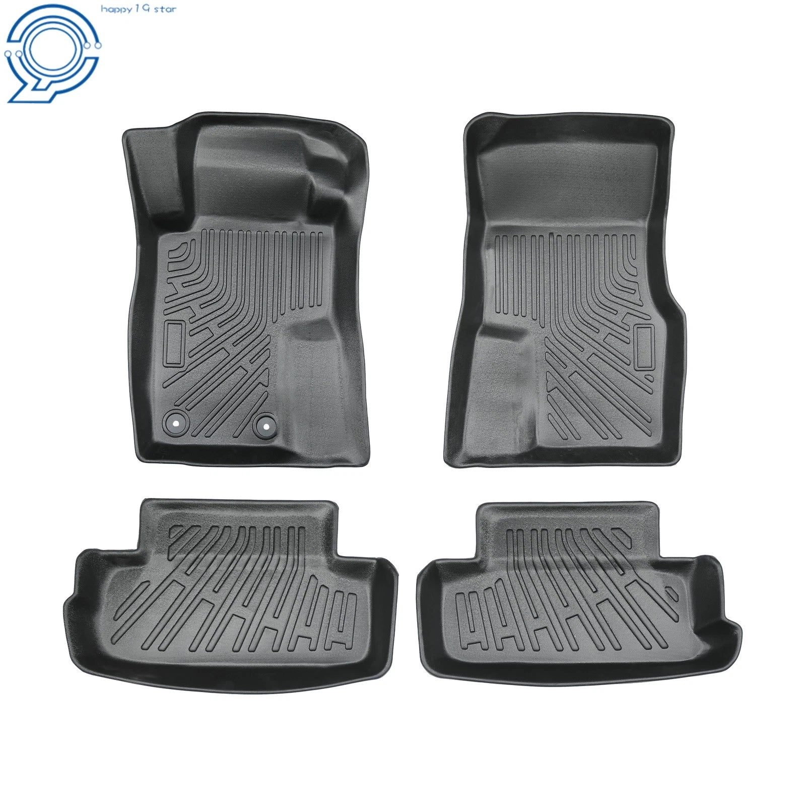 Set of 2 Black TPE Front & 2nd Row Floor Mats Liner for Ford Mustang (2004–2014)