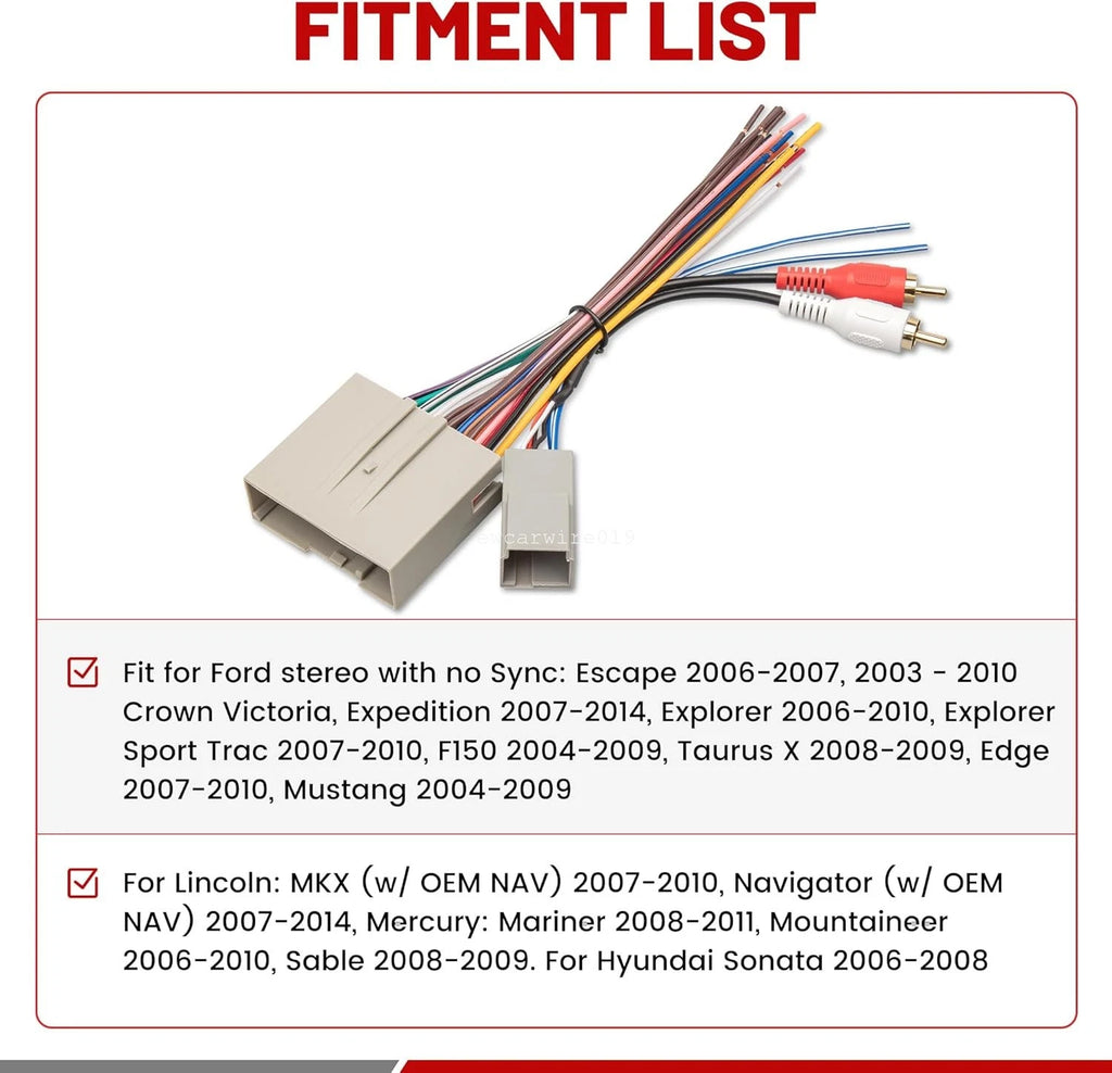 Radio Wiring Harness with Antenna Adapter for Ford F-150 Mustang (2004–2009)