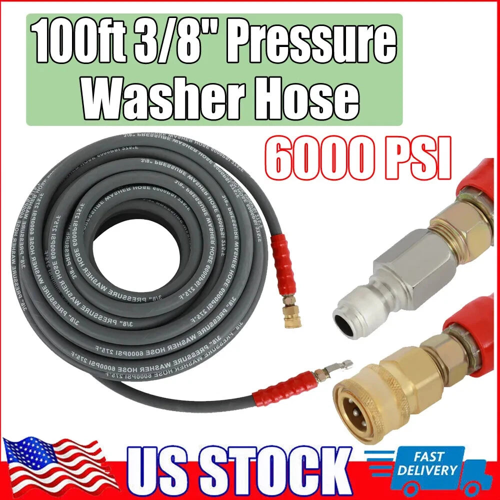 2 Wire Braid Pressure Washer Hose for Hot Water (100ft, 6000psi)
