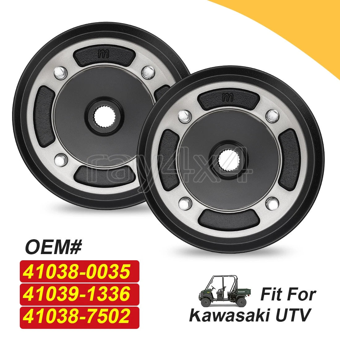 2 Rear Wheel Brake Drum Hub for Kawasaki Mule 3000 (2001–2008) KAF620G