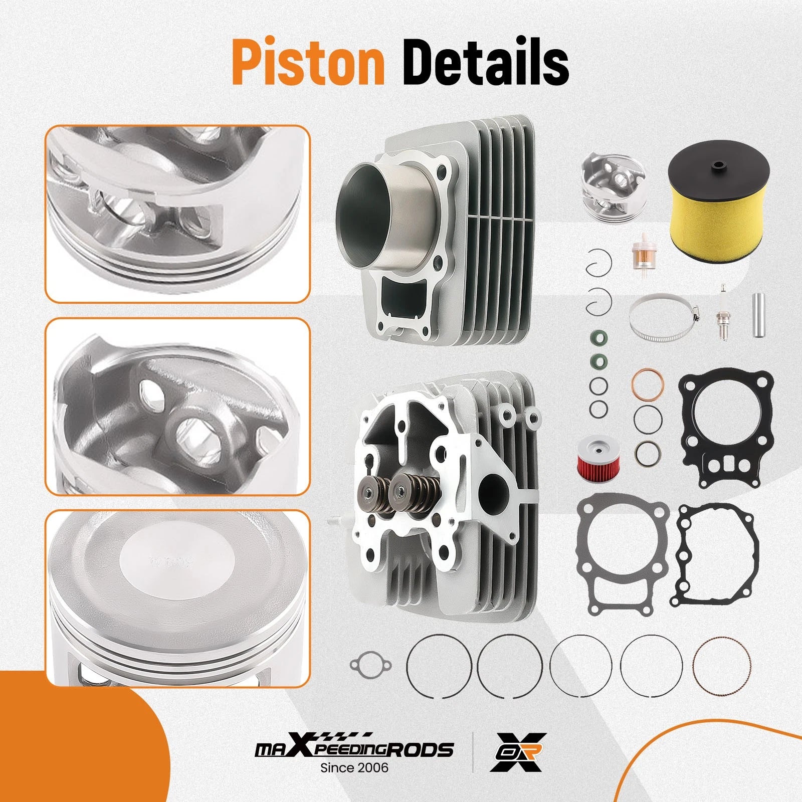 Cylinder Head Piston Gasket Kit for Honda Rancher TRX350 (2000–2006)