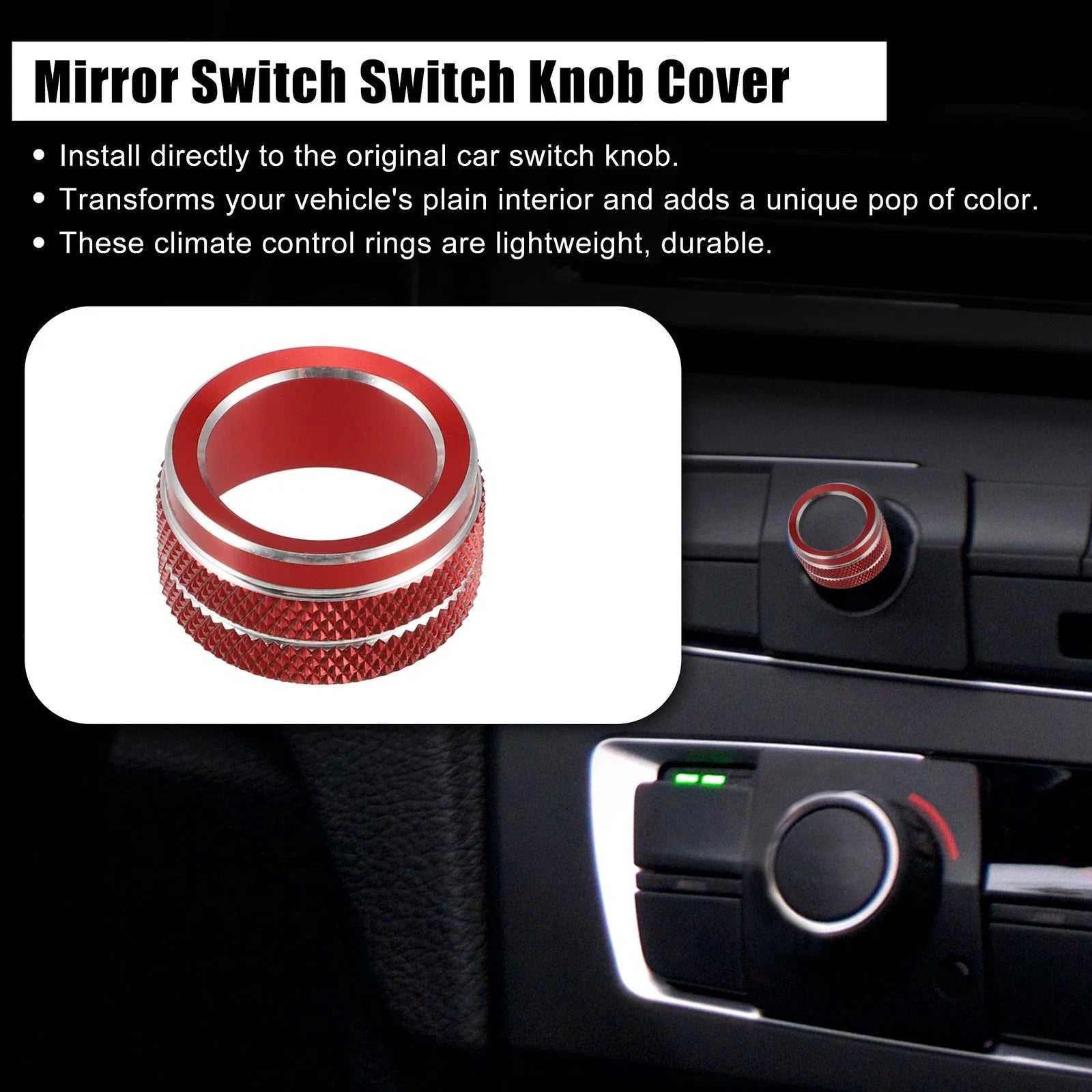 Mirror Switch Knob Cover Ring for Toyota (Red)