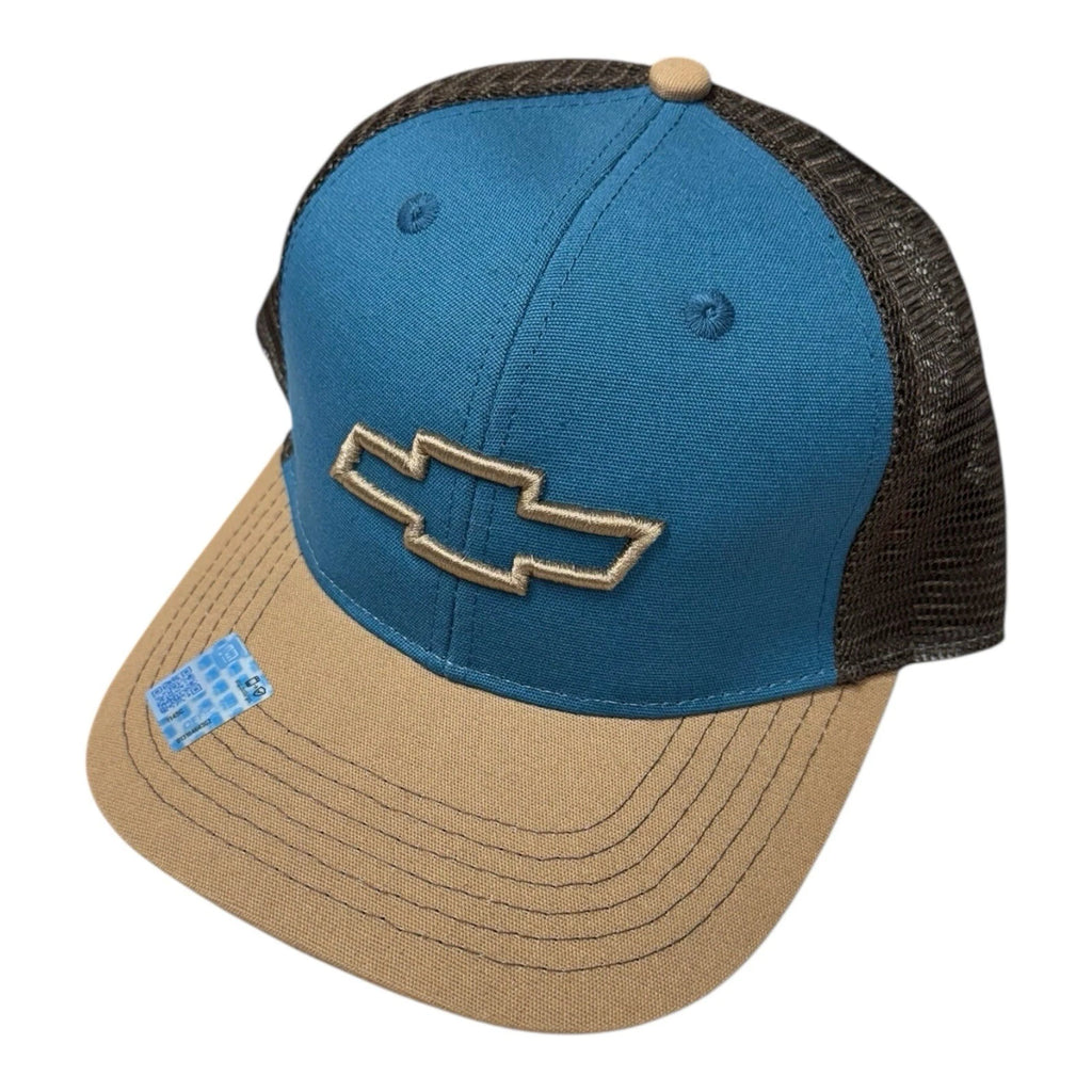 Trucker Mesh Hat Brown Teal for Chevrolet Chevy Bowtie (All Years)