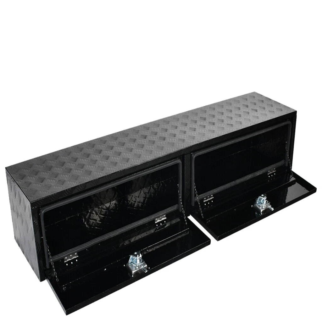 72"x16"x13" Black Diamond Tread Aluminum Truck Box with Flip Doors