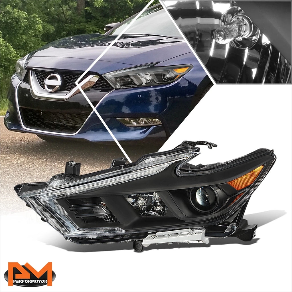 Chrome Amber LED DRL Projector Headlight Left for Nissan Maxima (2016–2018)