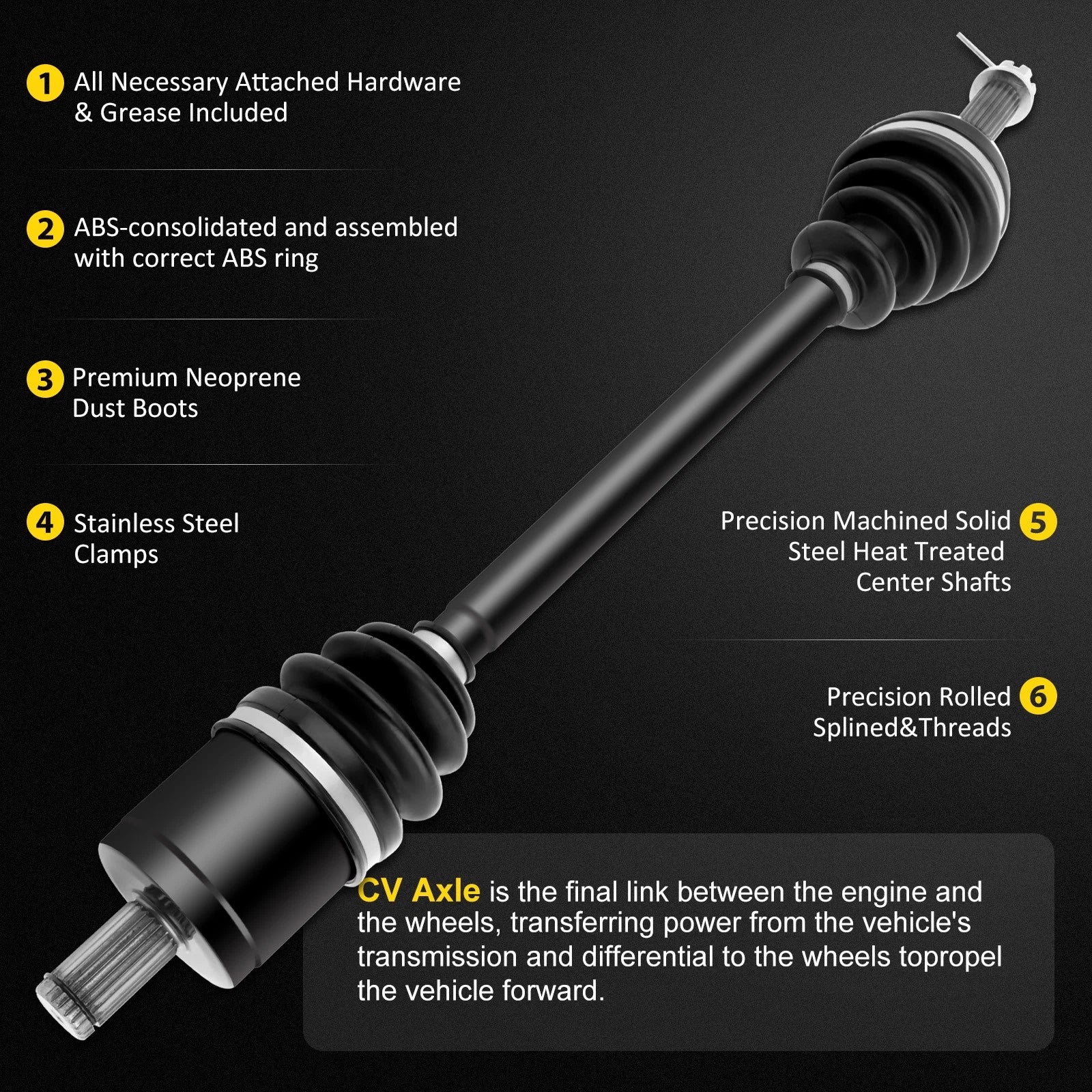 Set of 2 CV Axle Shafts for Polaris Ranger 500 700 XP 4X4