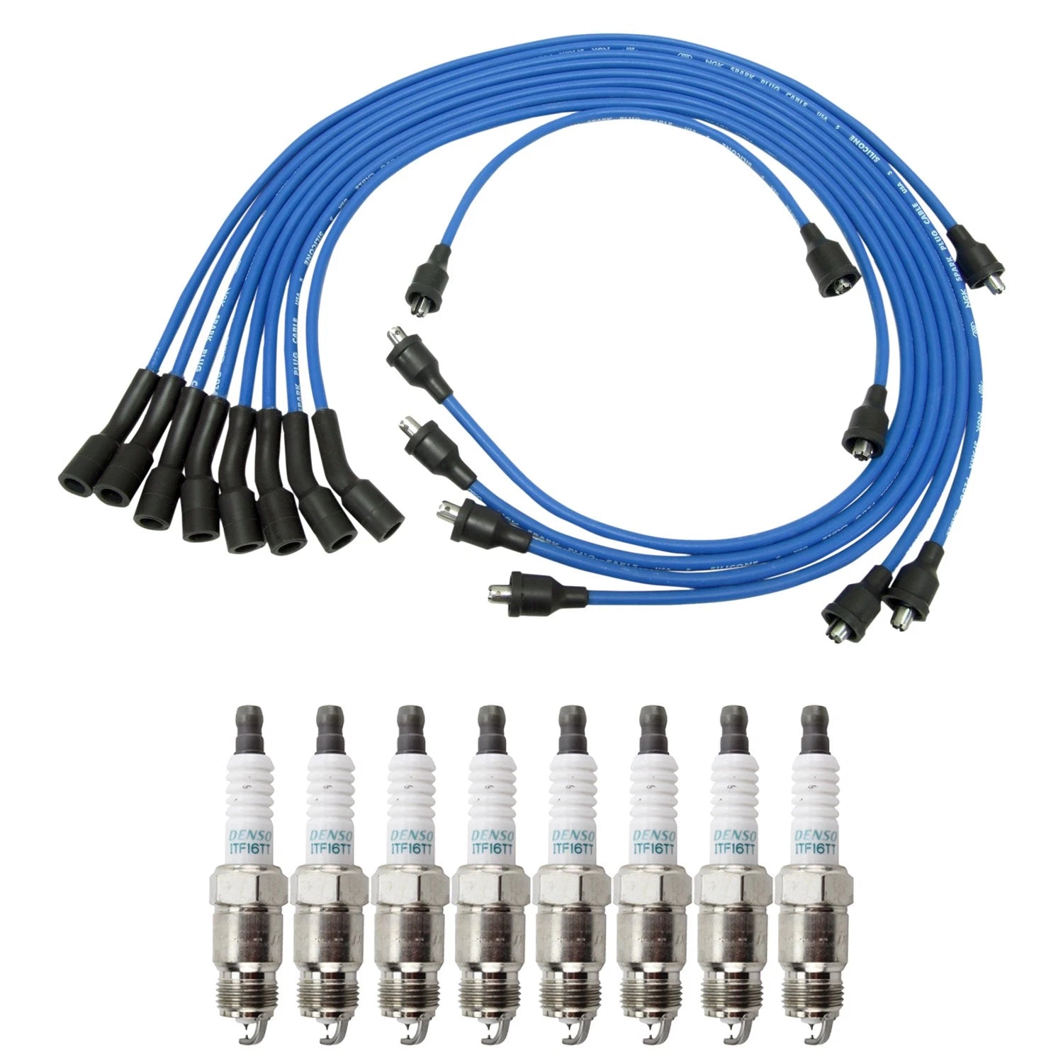 NGK Wire Set & Denso 8 Iridium TT Spark Plugs for Camaro Firebird Ventura (V8)