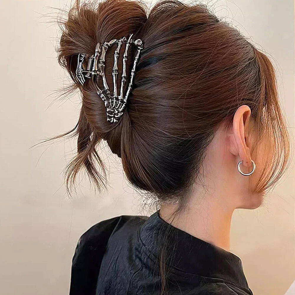 Skull Design Black Ghost Hand Hair Clips for Halloween Party Decorations