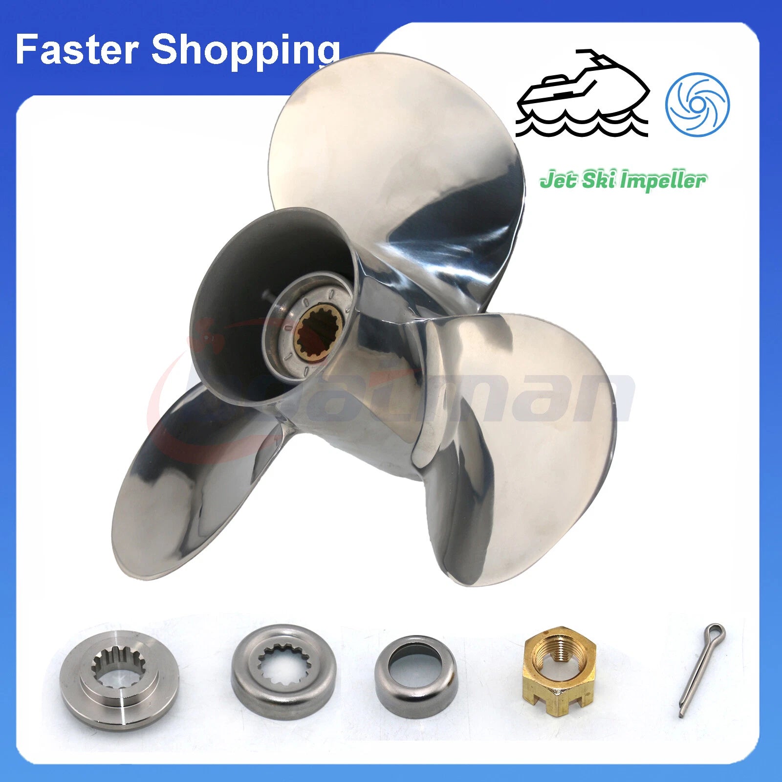 12 Pitch Propeller 11 3/8x12 for Yamaha Outboard 25-60HP (13 Spline)