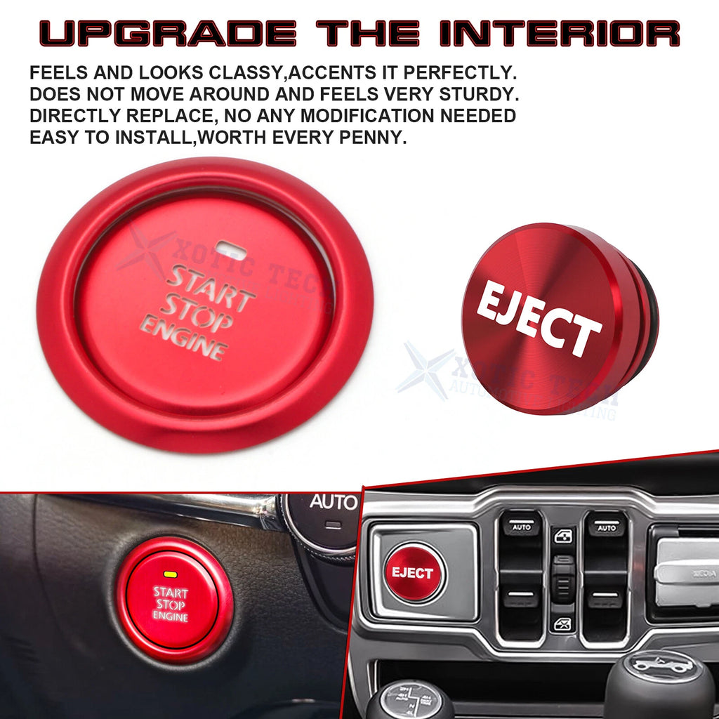 Red Alloy Engine Start & Cigarette Lighter Eject Button Trim for Mazda 3 (2020-2024)