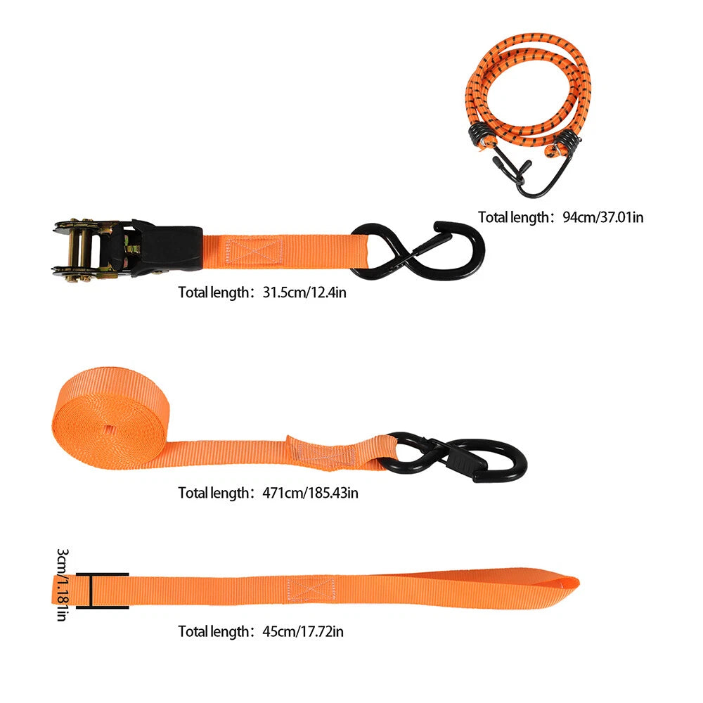 Set of 4 Cargo Control Ratchet Tie Down Straps for Various Models (15 FT)