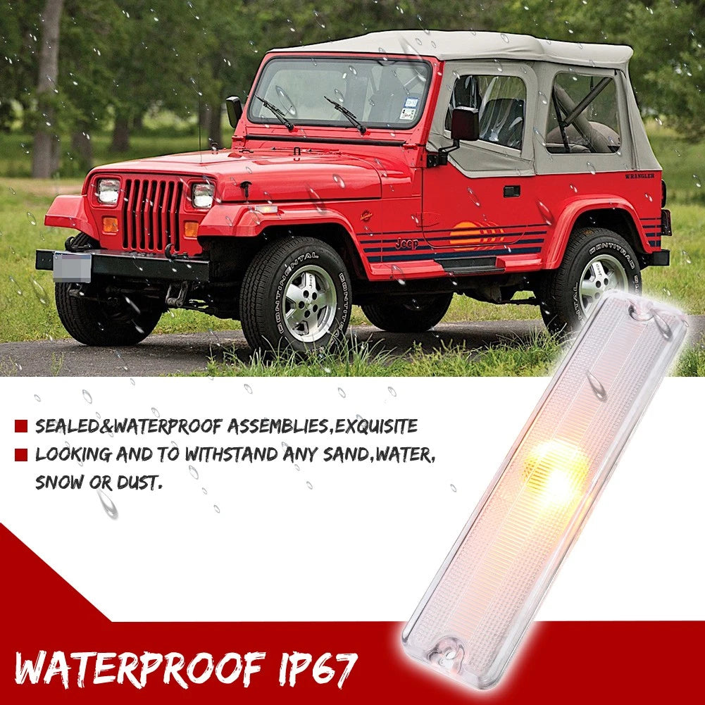 Set of 2 Clear Front Side Marker Lights for Jeep Wrangler YJ (1987–1995)