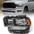 Left Headlight for Ram 2500 3500 (2019–2024) Halogen Black