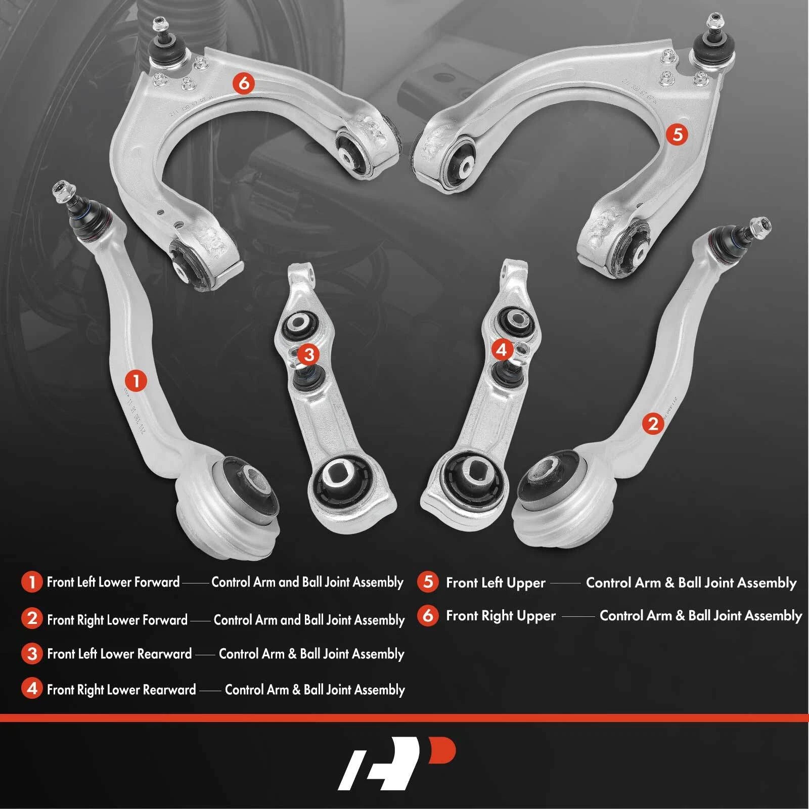 6X Front Control Arm & Ball Joint for Mercedes-Benz CLS500 (2006–2010)