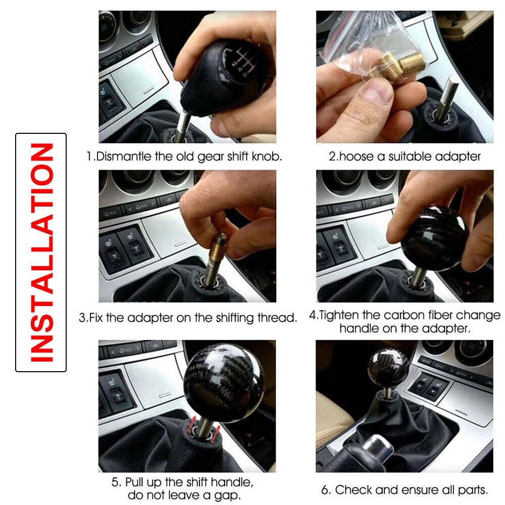 Carbon Fiber Round Ball Gear Shift Knob Universal