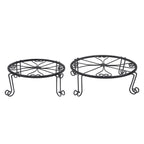 2 Pack Rustproof Black Metal Plant Stands for Flower Pots (10" & 12")