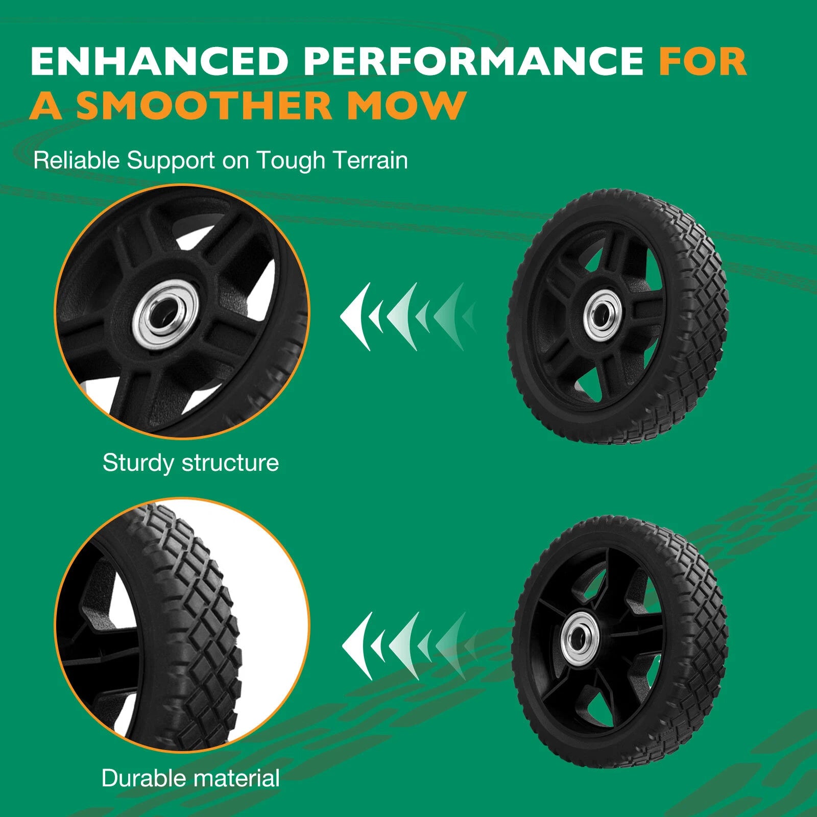 2X 6" Plastic Wheels for Craftsman Mower