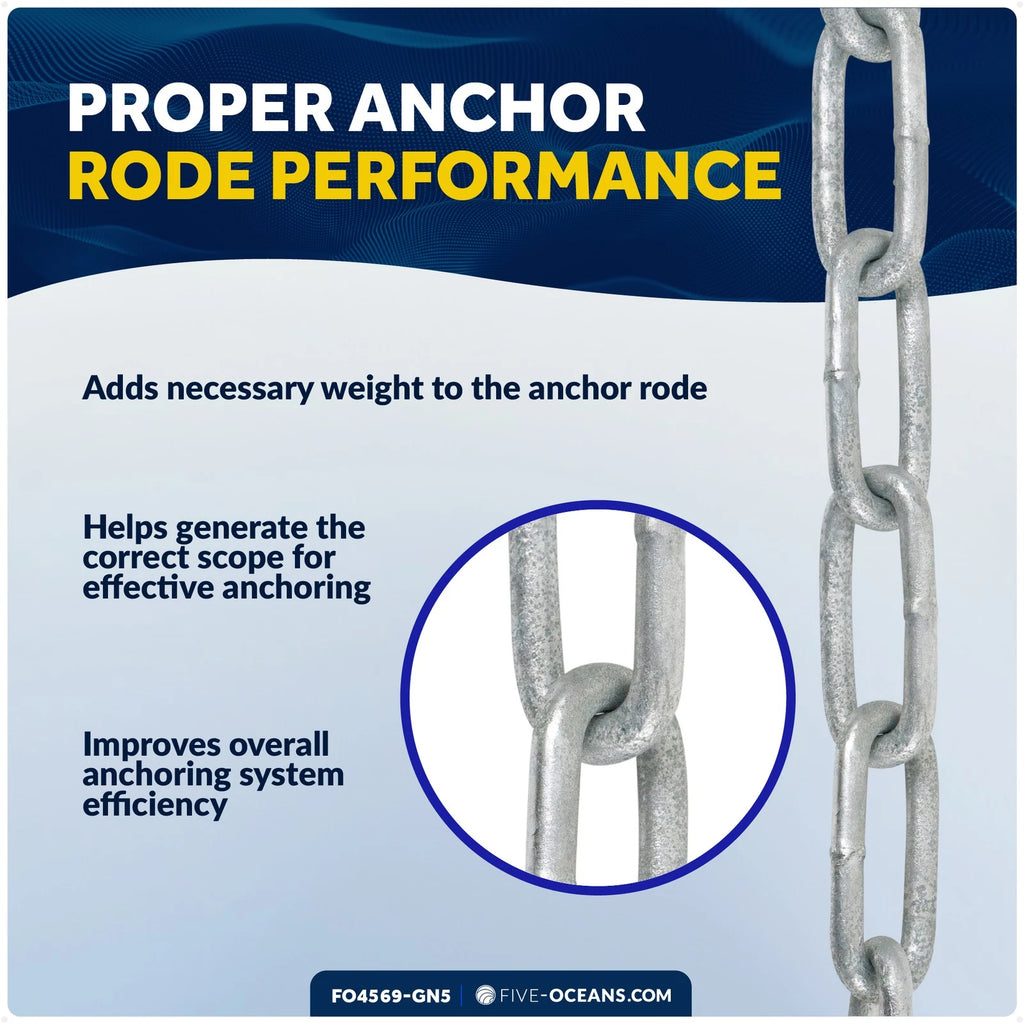 5' Galvanized Steel Lead Chain with Shackles for Boat Anchor