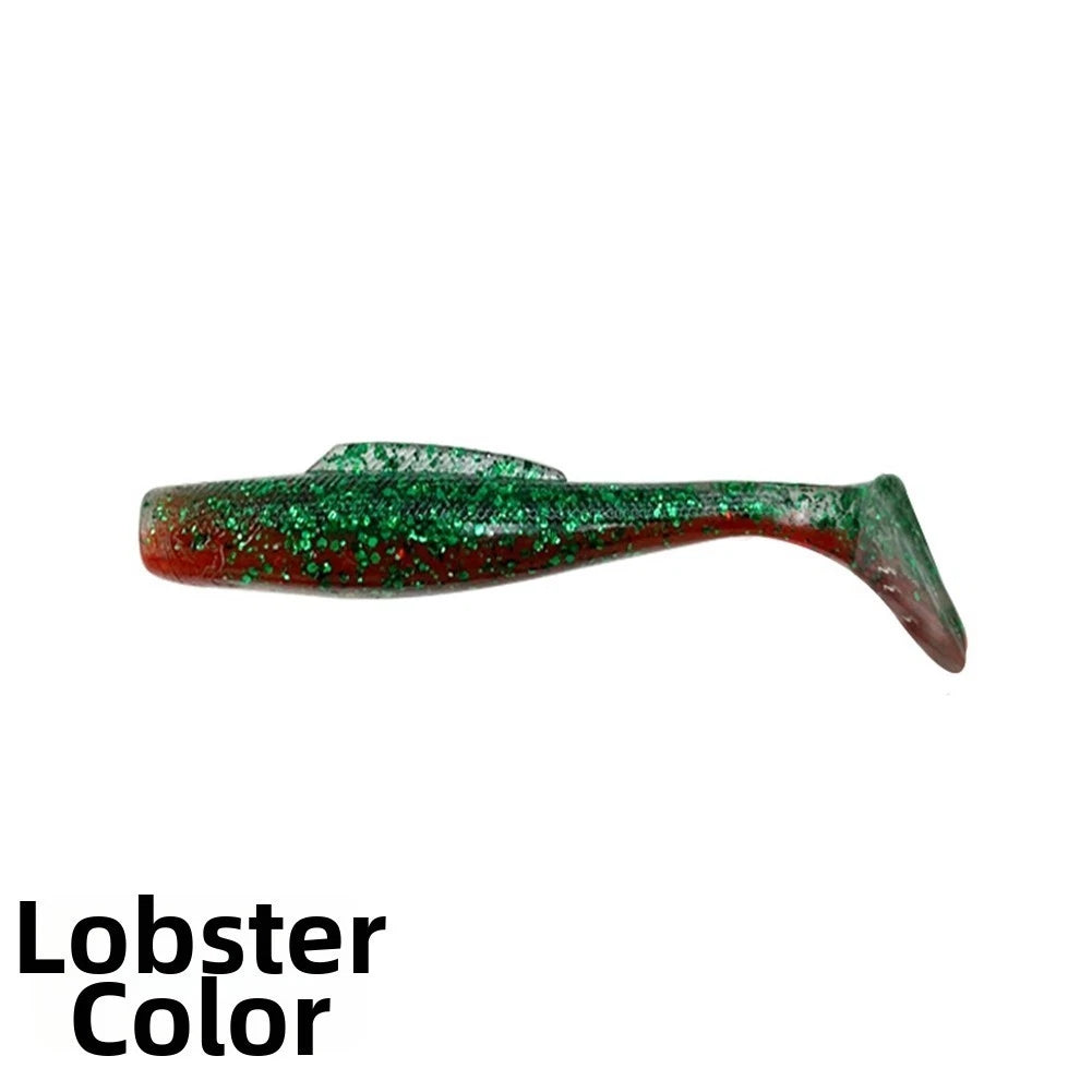 6pc Soft Lure T-Tail Design TPR with Glitter Flakes for Freshwater