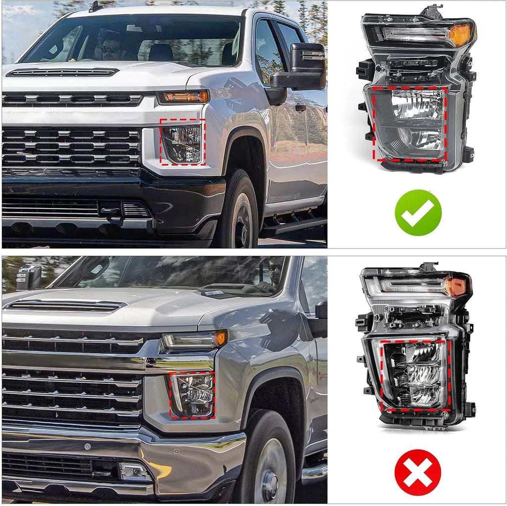 Halogen Headlight Set for Chevy Silverado 2500HD 3500HD (2024–2025)