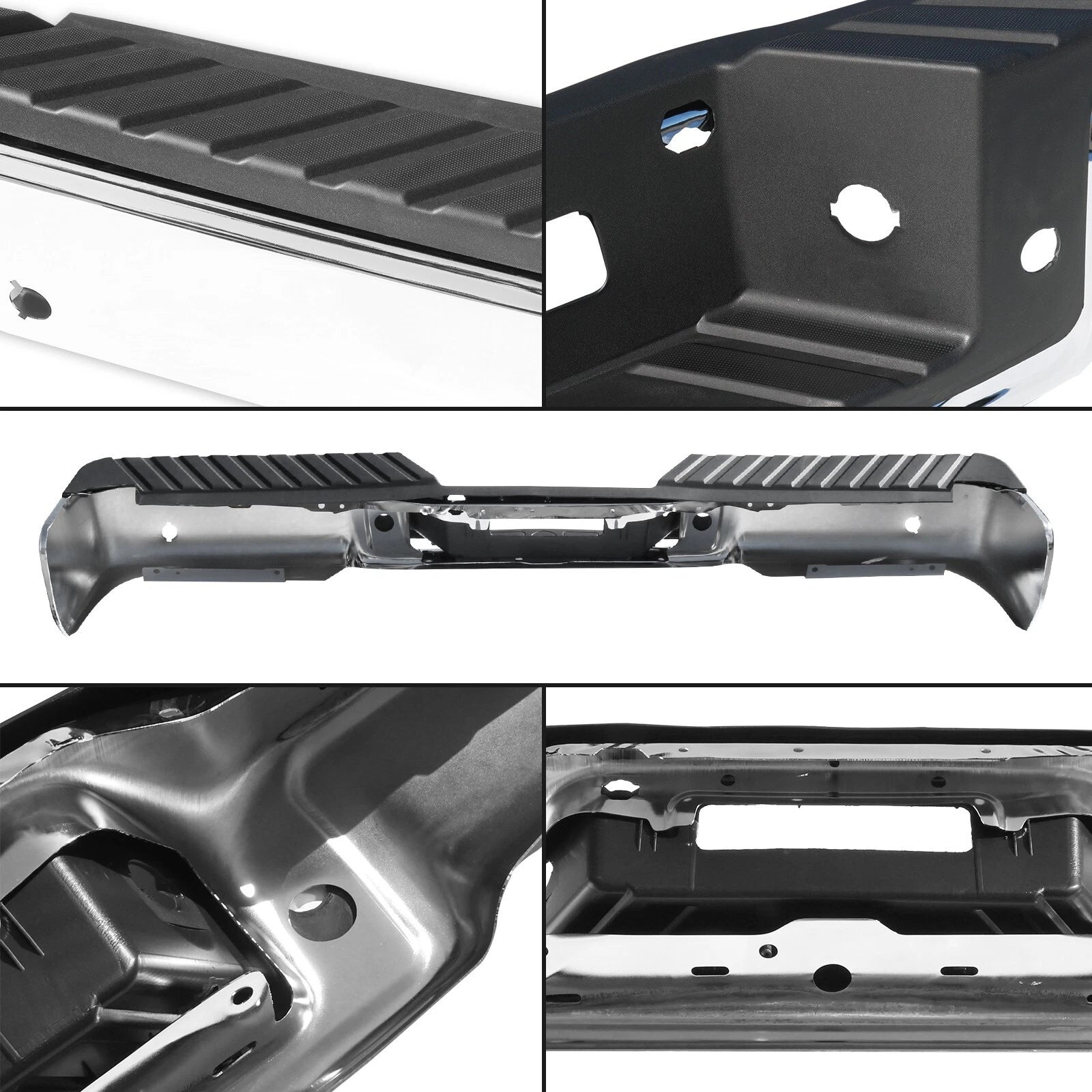 Chrome Rear Step Bumper for Ford F-150 (2004-2006) with Sensor Holes