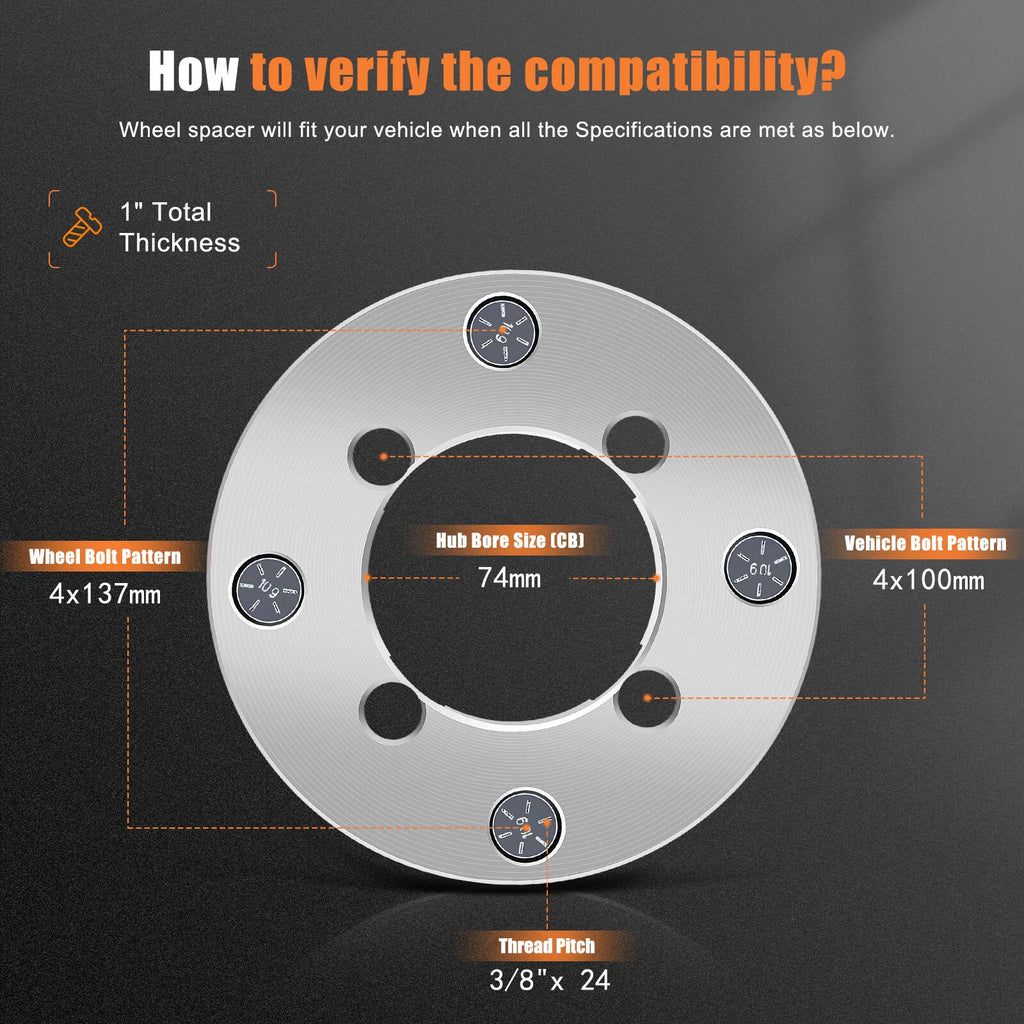 4X 1" Wheel Adapters 4x100 to 4x137 for Can-Am DS450 (2008–2018)