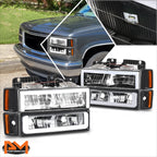 LED DRL Headlights for Chevy C/K 1500-3500 Suburban (1988–1993) Black/Amber