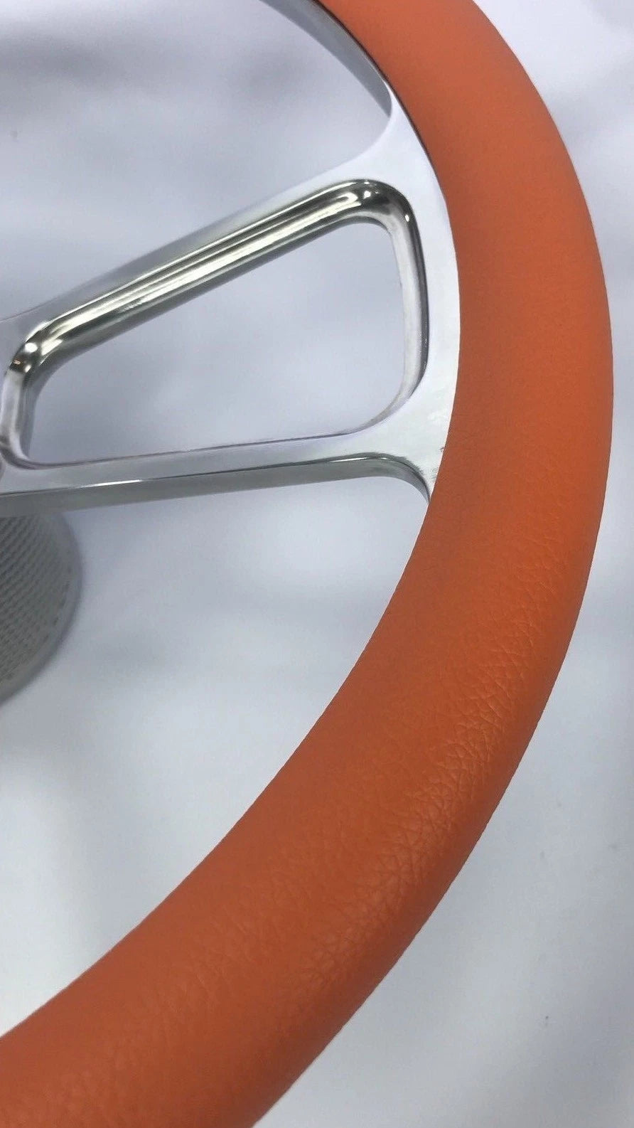 14" Polished 5 Hole Billet Steering Wheel for Universal Fit Orange Half Wrap (—)