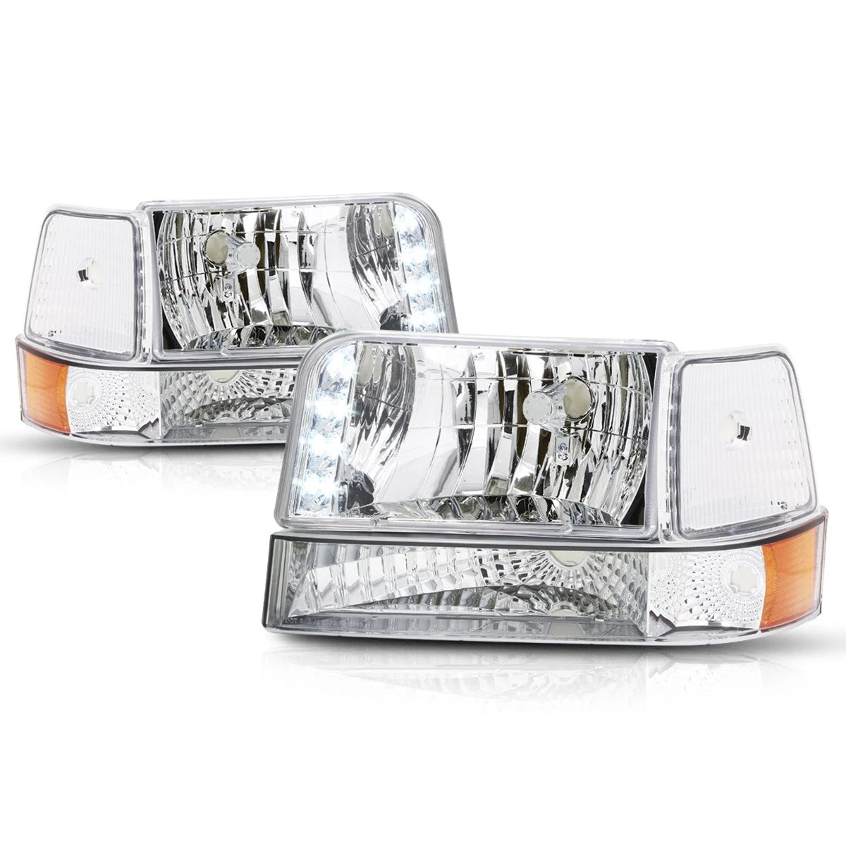 LED DRL Headlight Lamp Chrome Housing for Ford F150/F250/F350 (1992–1996)
