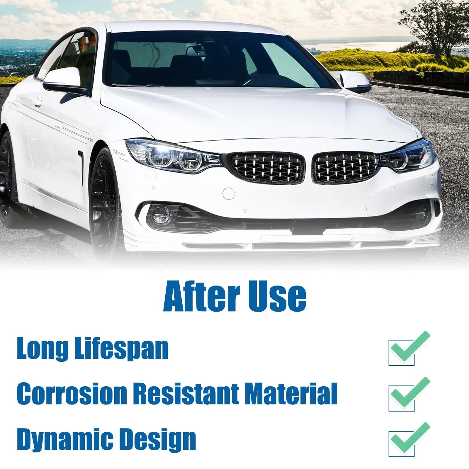 1 x Pair Front Hood Bumper Grille for BMW 428i xDrive 430i xDrive 440i Black