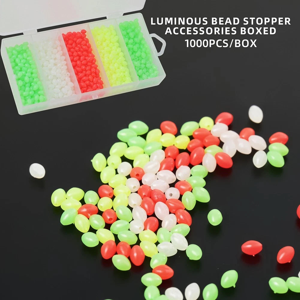 Set of 1000 Glow in the Dark Fishing Beads 3x4mm Plastic Lure Bait