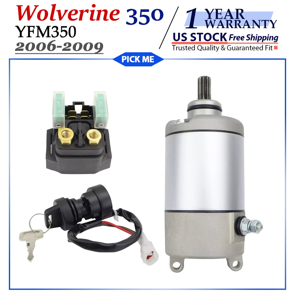 Starter for Yamaha Wolverine 350 (2006–2009) YFM350 with Relay & Switch