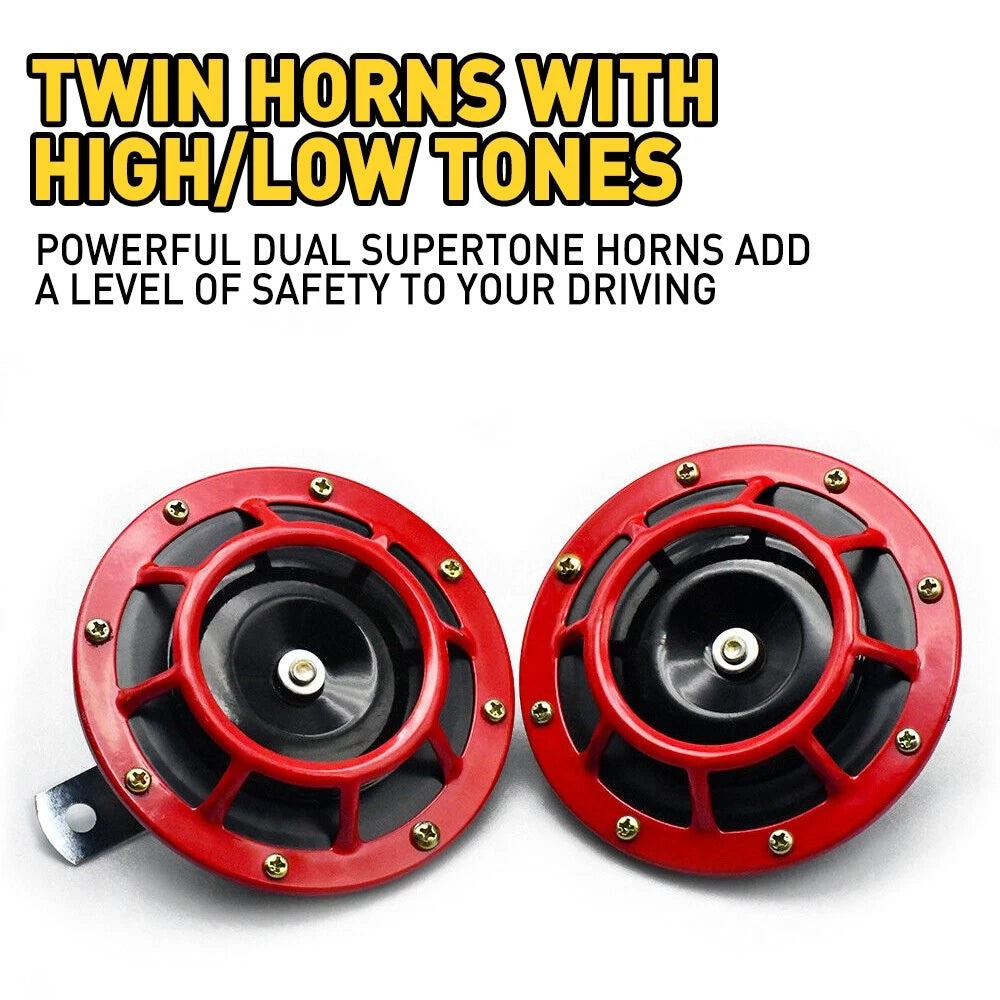 2X 115DB Electric Blast Tone Car Air Horn Kit 12V for Universal Vehicles