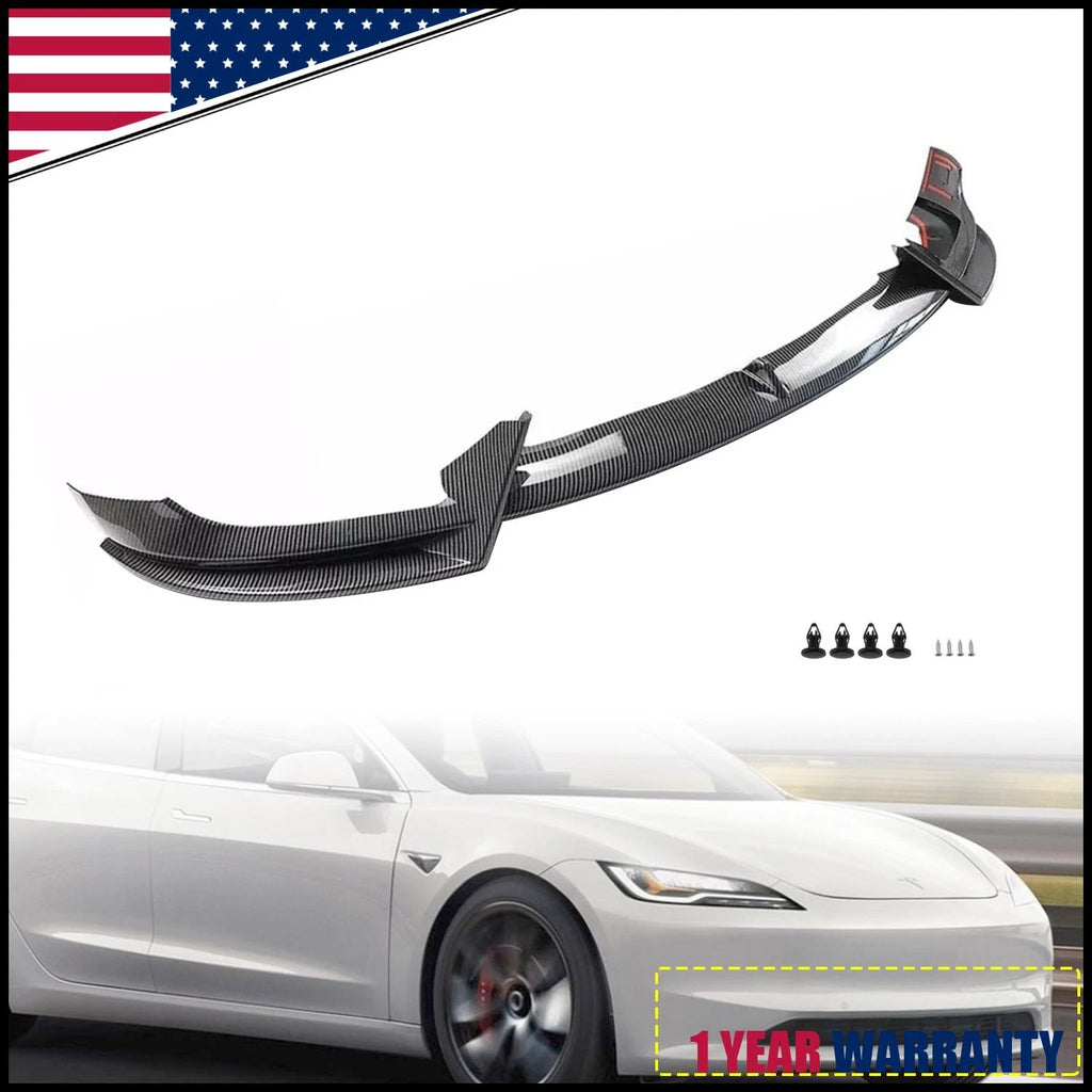 Carbon Fiber Look Front Bumper Lip Splitter for Tesla Model 3 (2017–2023)