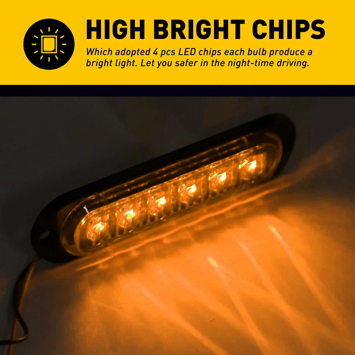 Amber 6-LED Clearance Side Marker Lights for Trucks