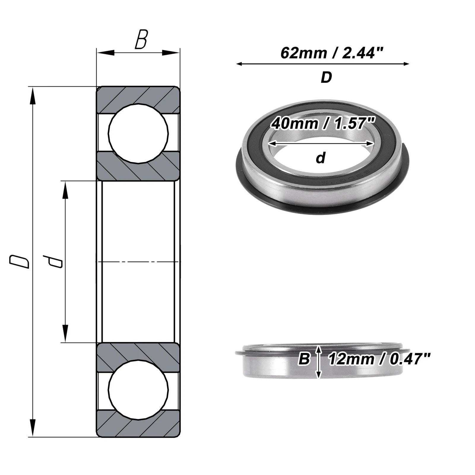 Deep Groove Ball Bearings 6908NR2RS   40x62x12mm