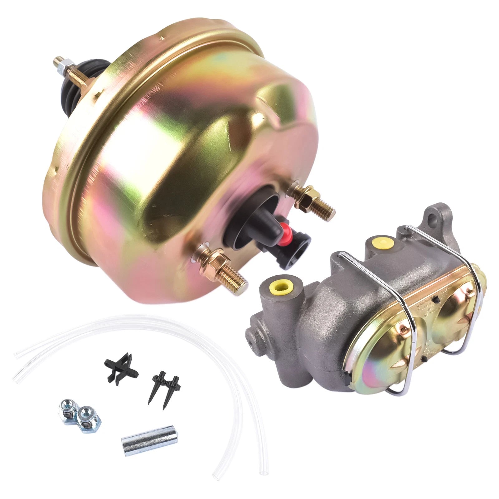 7" Brake Booster with Bail Top Master Cylinder, 1" Bore, Zinc-Plated Steel
